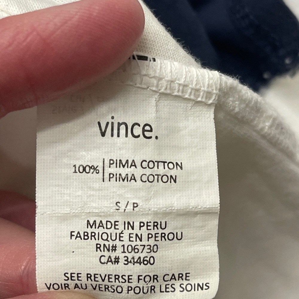 Vince T-Shirt Small Pima Cotton Colorblock Crew Tee Minimalist Basic Luxury - Picture 4 of 7
